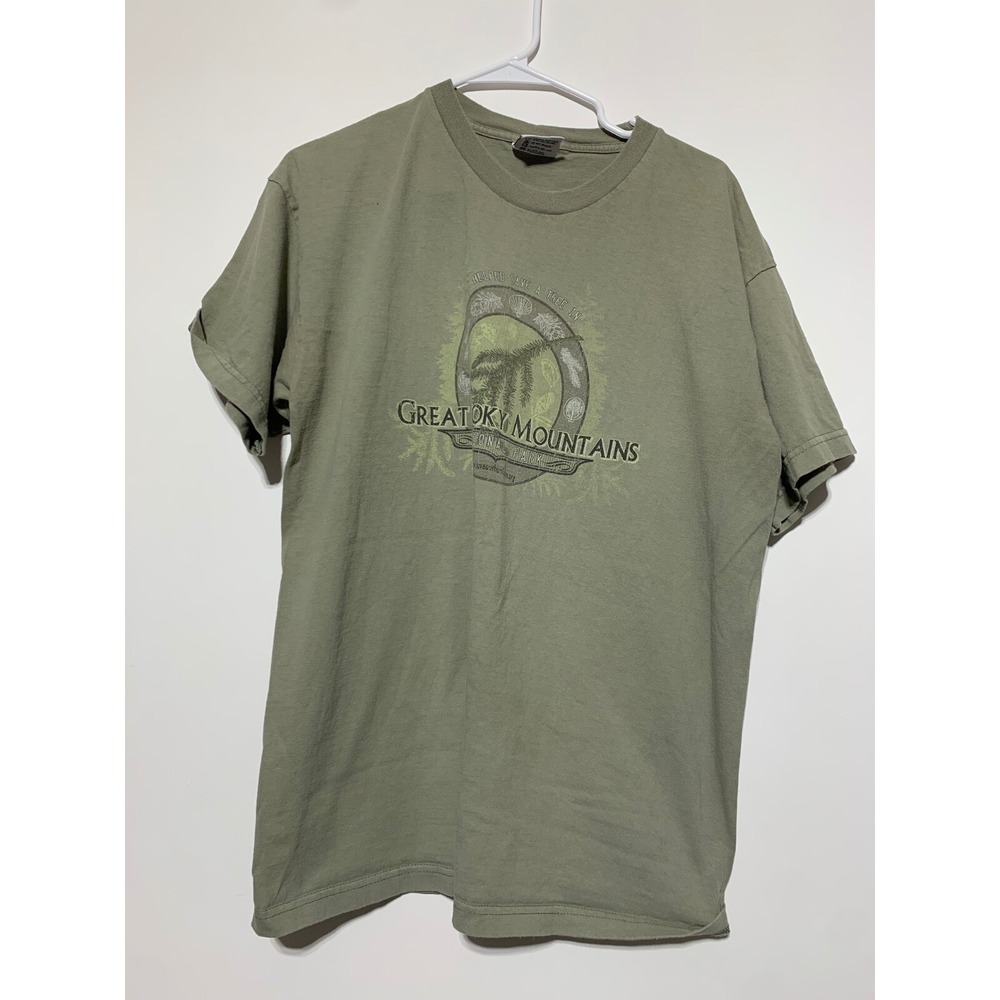Bayside Heavy Weight Men XL Green Great Smoky Mountains Short Sleeve Shirt